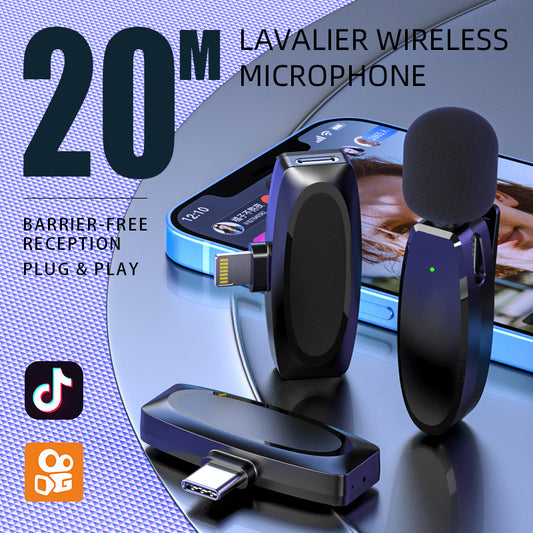 Lavalier Wireless Microphone Outdoor Live Broadcast Internet Celebrity Carry 2.4G Radio Noise Reduction Small Microphone
